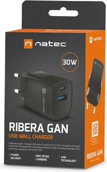 Karikues muri Natec Ribera GAN, 30W, 1x USB-A + 1x USB-C, i zi