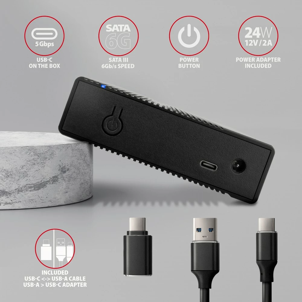 Kasë e jashtme AXAGON EE35-GTR, për hard disk 3.5", USB 3.2 Gen 1, SATA, Metal, E zezë