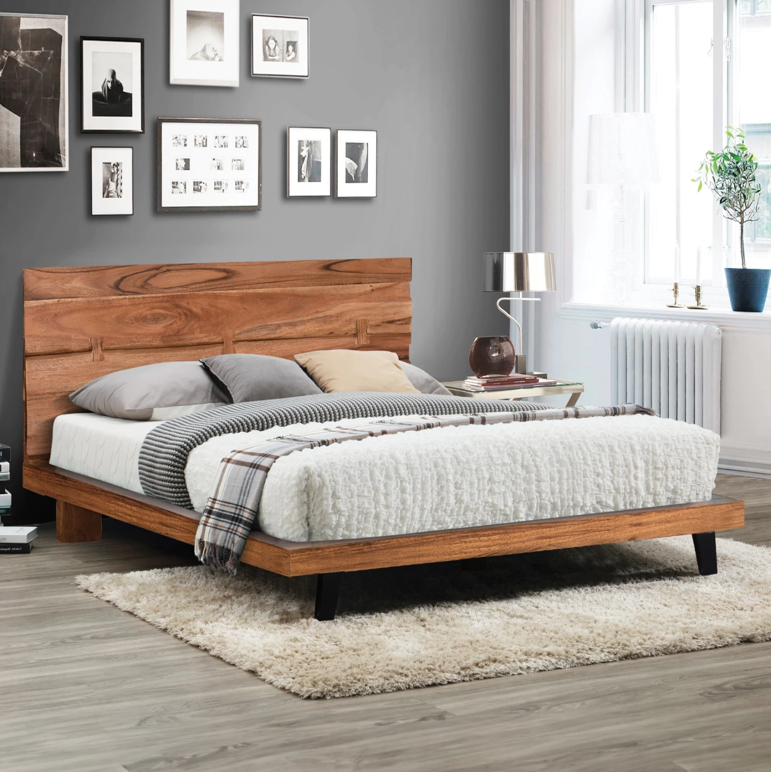 Krevat Fansi prej druri akacie të fortë, FH8472.11, 160x200