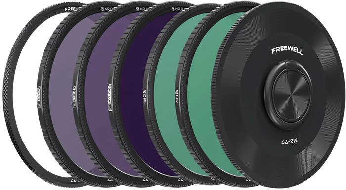 set filtre magnetike për lente, Freewell M2 FW-77M2-5PACK, 77mm Quick Swap, ND8/ND64/ND1000/CPL/UV, me adapter magnetik dhe paraventil, set 5 copë
