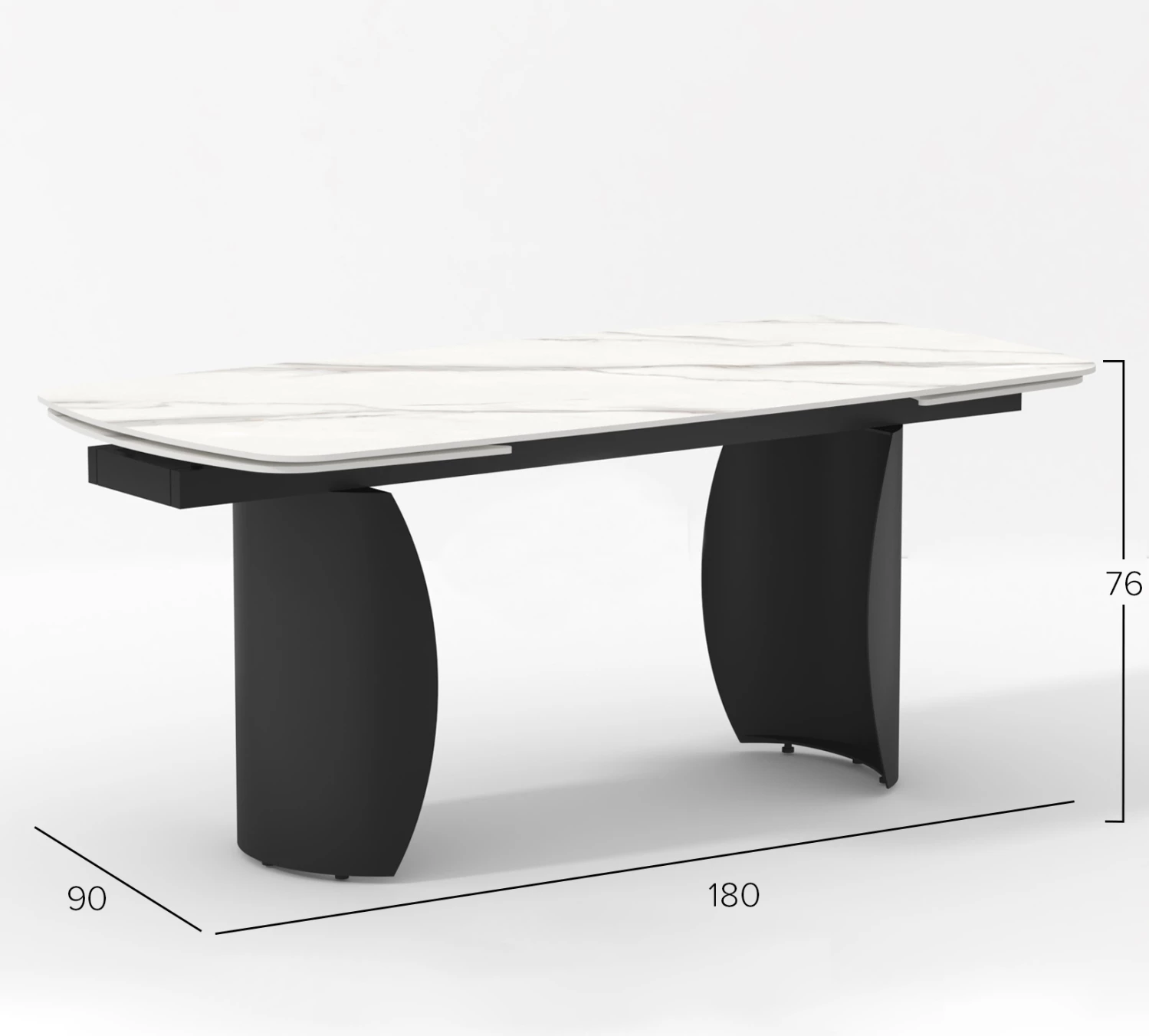 Tavolinë ngrënieje OBSESSION SM18087, sipërfaqe qeramike, këmbë metalike, 180x90x76 cm