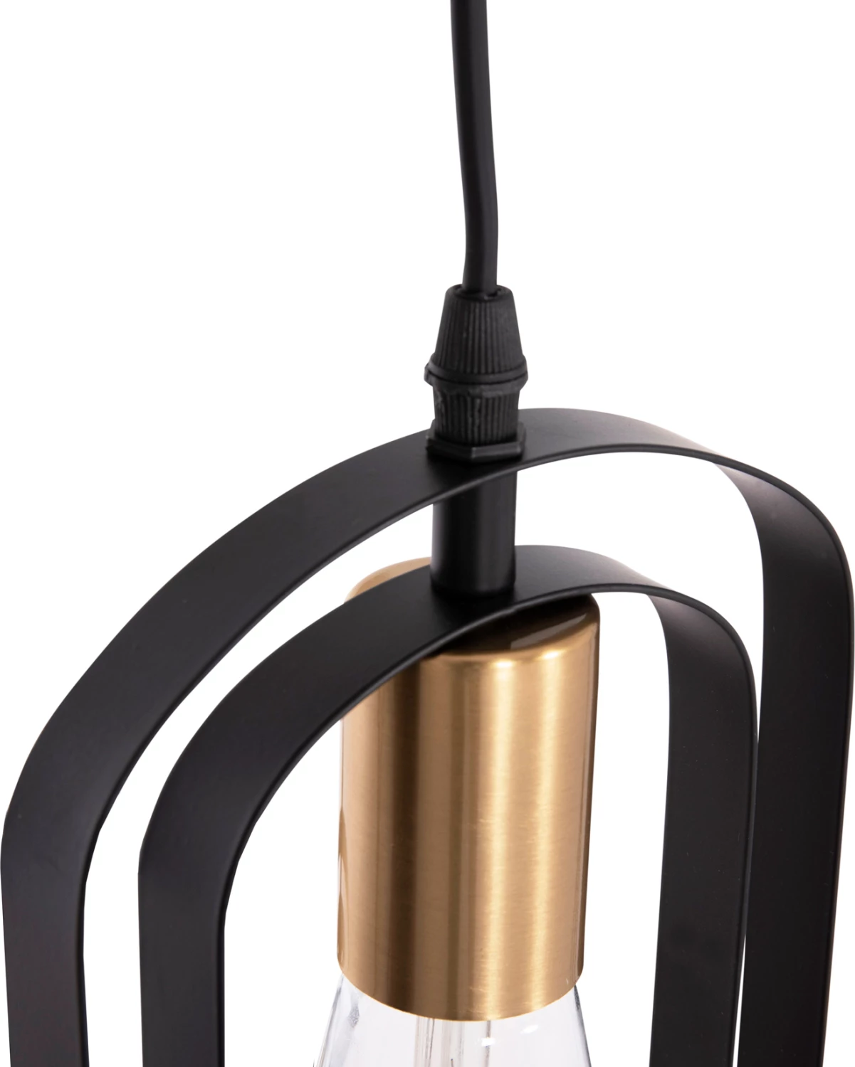 Llambë tavani varëse BIUT, metal i zi, mbajtëse ari, 3 drita, FH7528.11, 23x139cm