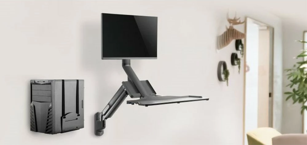 Mbajtëse muri për monitor dhe tastierë Maclean MC-838, për kompjuter, e zezë