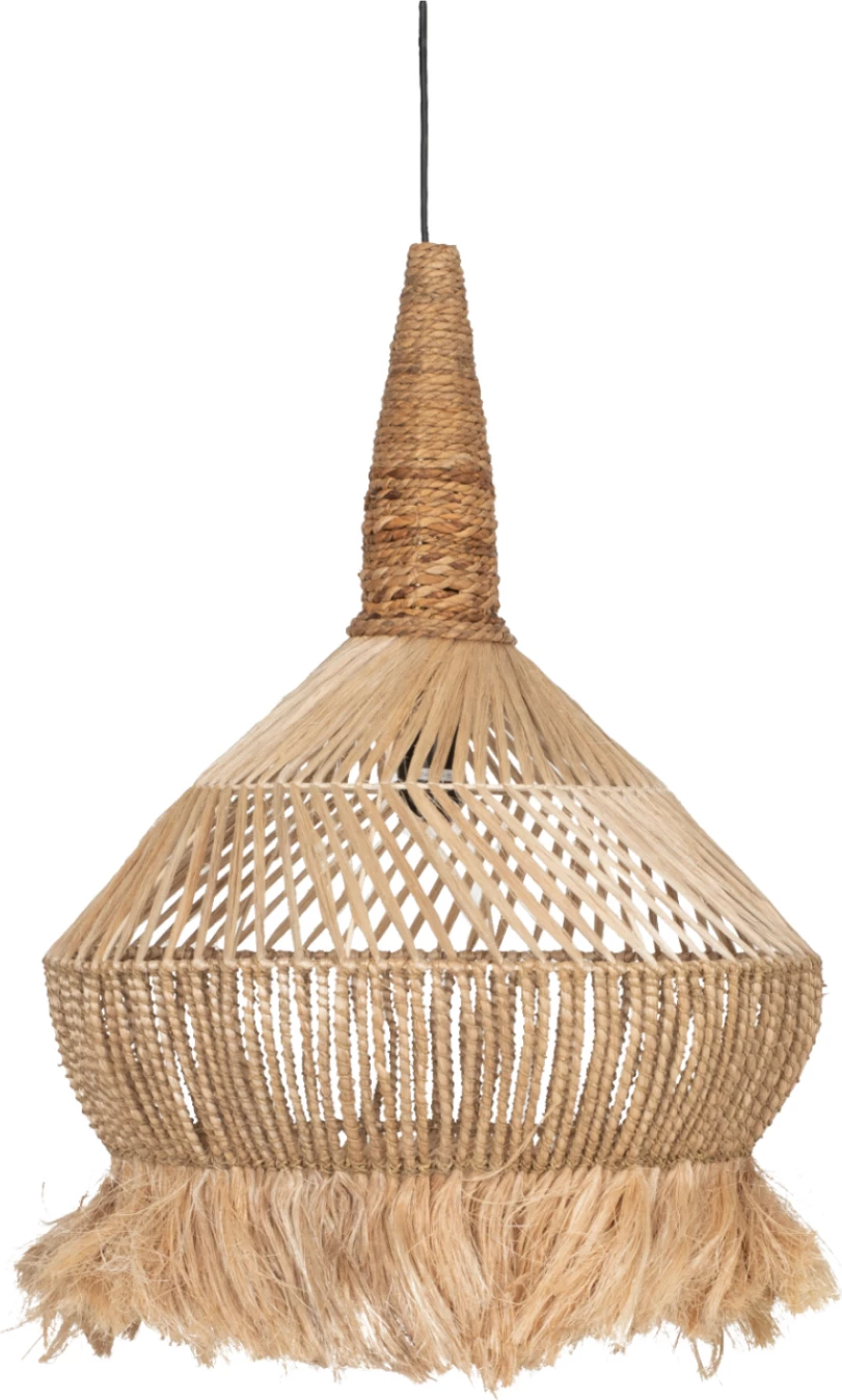 Llambë tavani prej abaka dhe fibrave banane, ngjyrë natyrale, 55x55x75H cm, FH7774