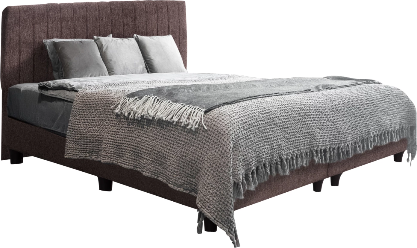 Krevat dopio HILDA, stof boucle ngjyrë kafe, FH717.02, për dyshek 160x200cm