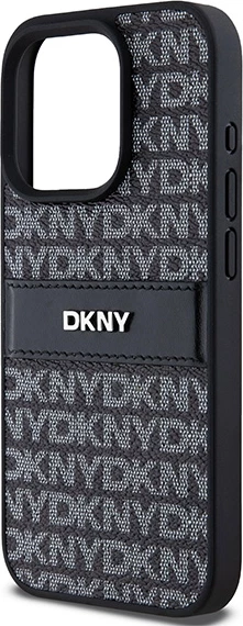 Mbështjellës DKNY Mono Stripe & Metal Logo për iPhone 15 Pro, i zi
