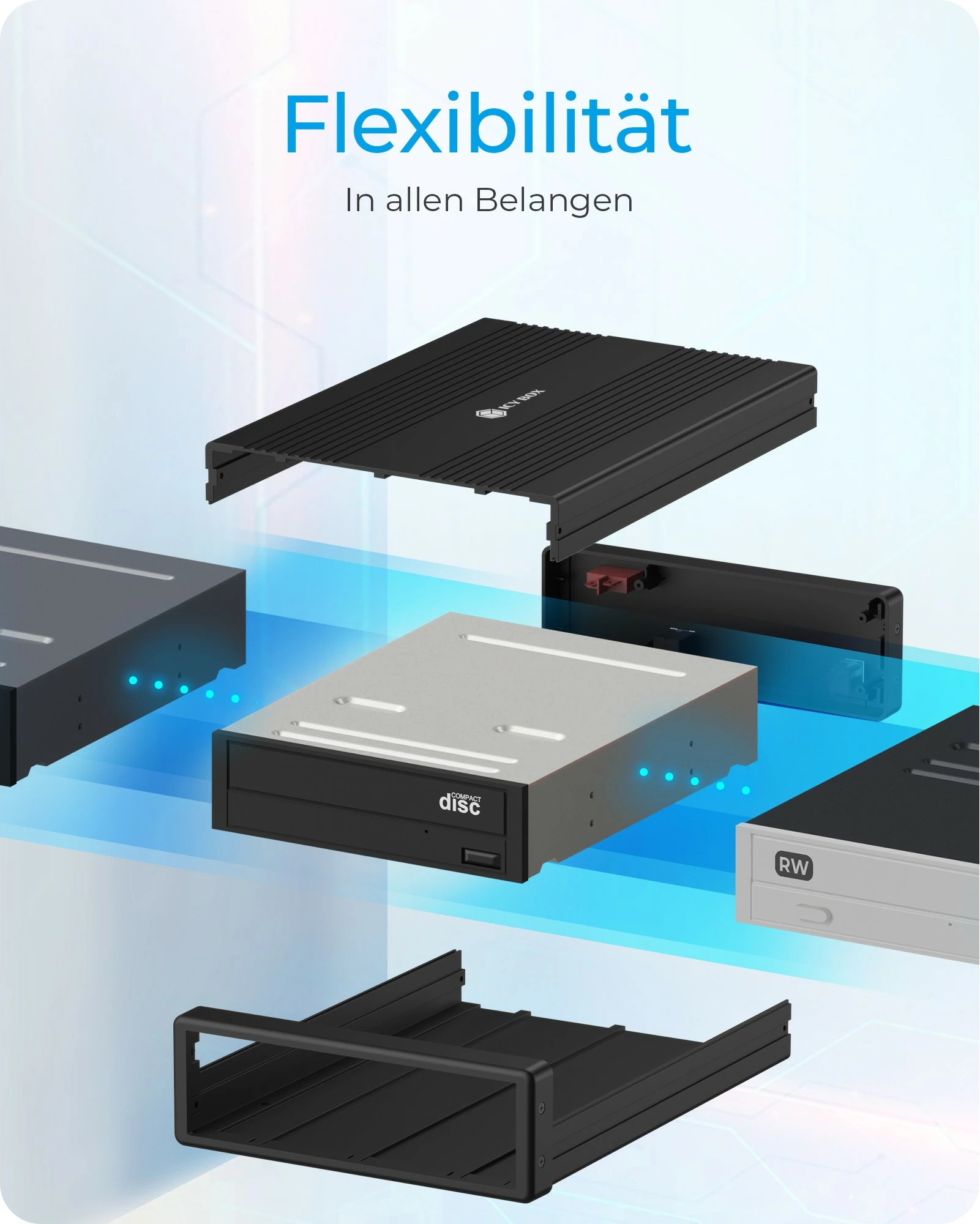 Kasë e jashtme ICY BOX IB-525-U3, 5.25", USB Type-C, e zezë