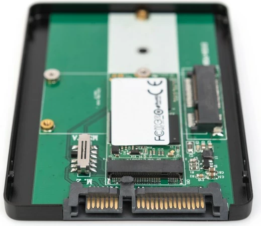 Adapter për SSD Digitus DA-71118, 2.5" SATA, për M.2/mSATA, Alumini, Zi