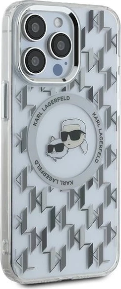 Mbështjellës Karl Lagerfeld IML Monogram Karl & Choupette Head MagSafe për iPhone 15 Pro Max, Transparent