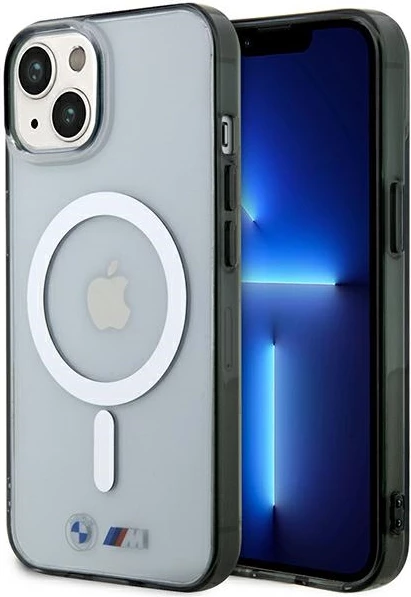 Mbështjellës BMW Silver Ring MagSafe për iPhone 14 Plus, transparent