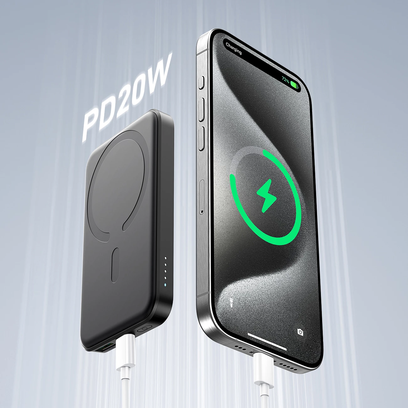 Powerbank Joyroom JR-W020 Mini 5000mAh, USB-A/USB-C, karikim wireless, i zi