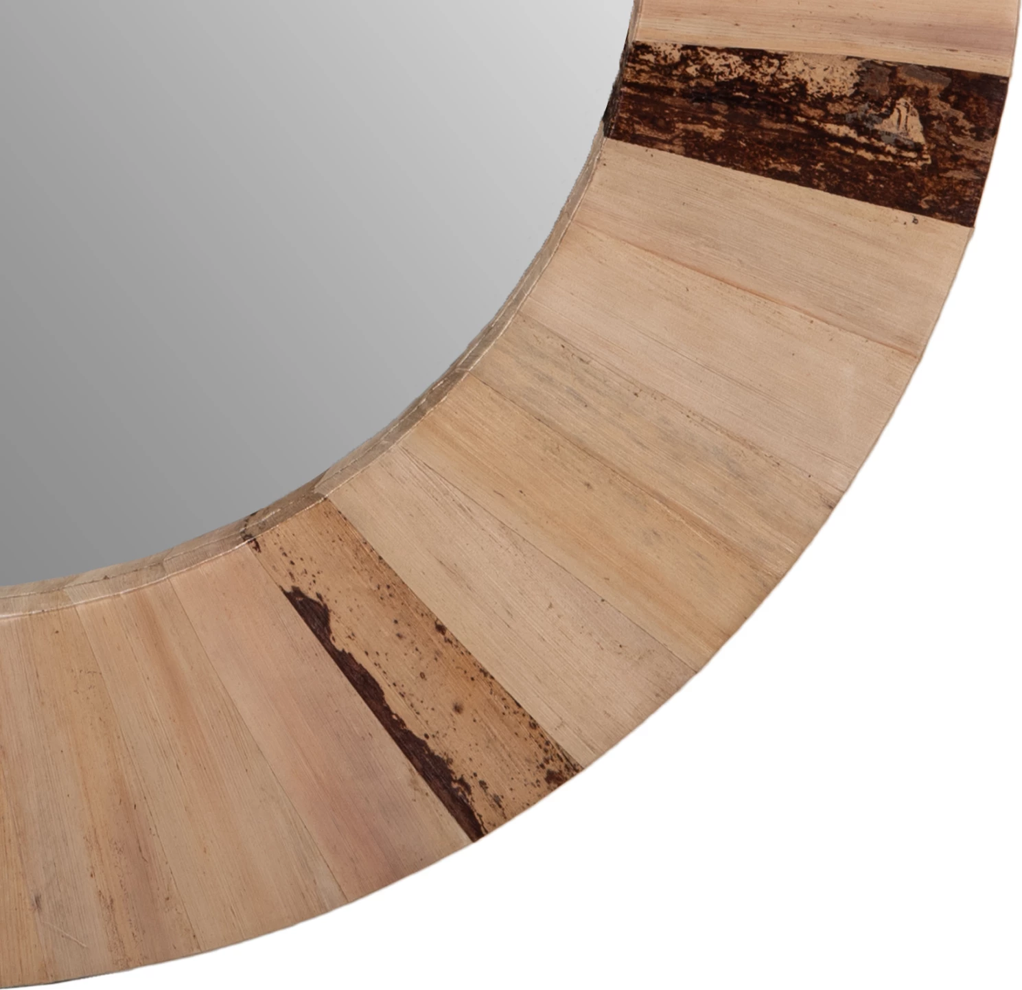 Pasqyrë muri e rrumbullakët, fibra gjethe palme të thara, ngjyrë natyrale, FH7837, Φ60x4 cm