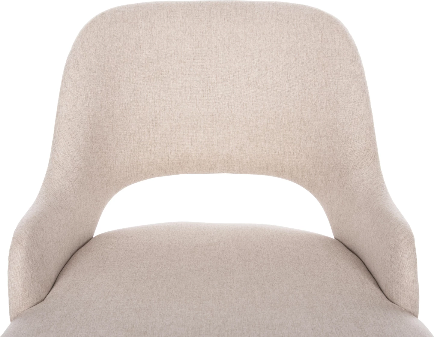 Karrige ngrënieje DELF FH9617.02, pëlhurë bezhë, këmbë metali të zeza, shpinë druri ngjyrë lisi, 48x55x76 cm, set prej 2 copë