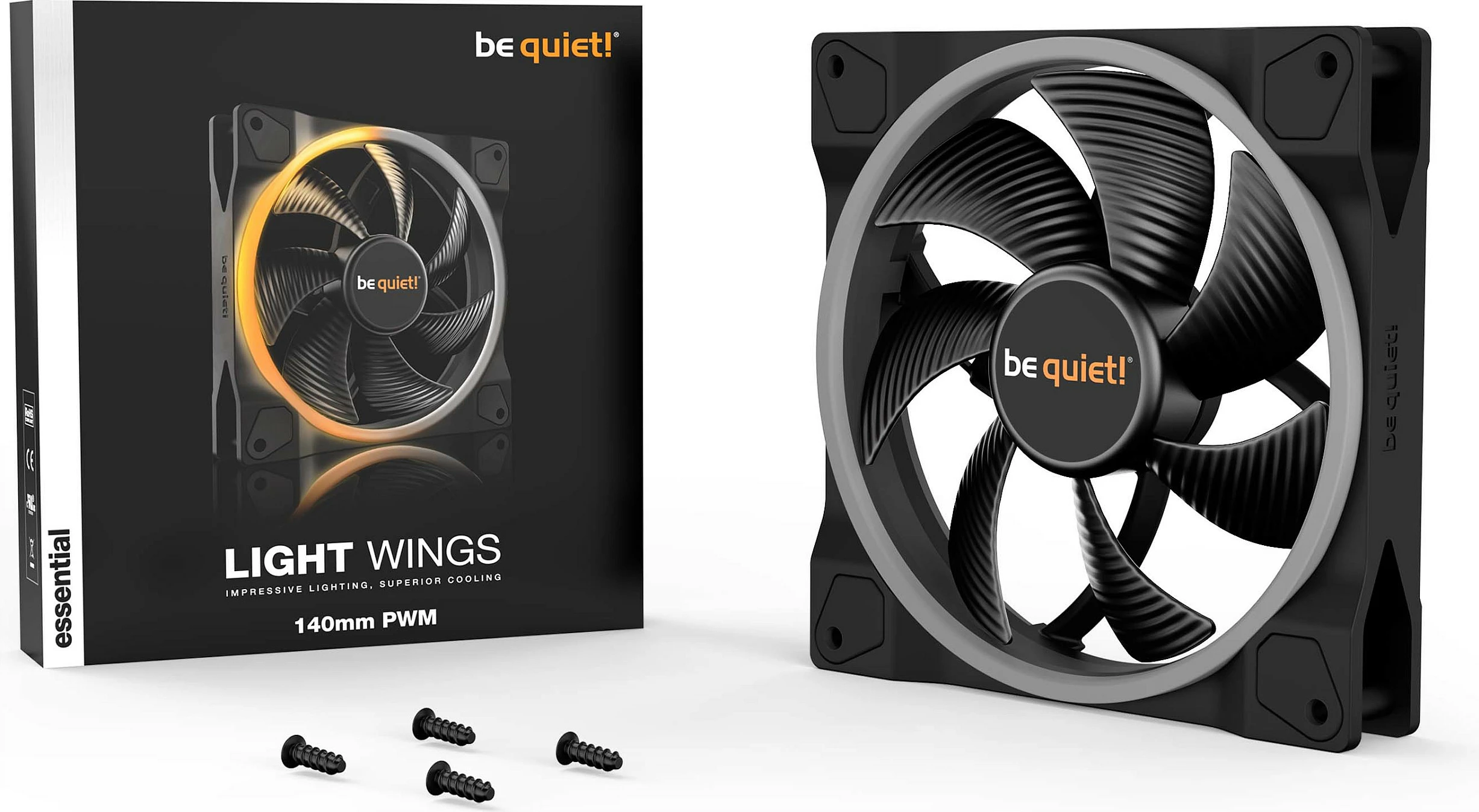 Ventilator kasë Be Quiet! Light Wings 140mm ARGB PWM, i zi