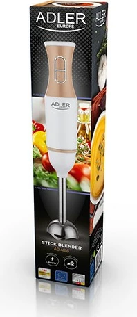 Blender dore Adler AD 4616 500W, 2 shpejtësi, teh/pundë çelik inox, i bardhë