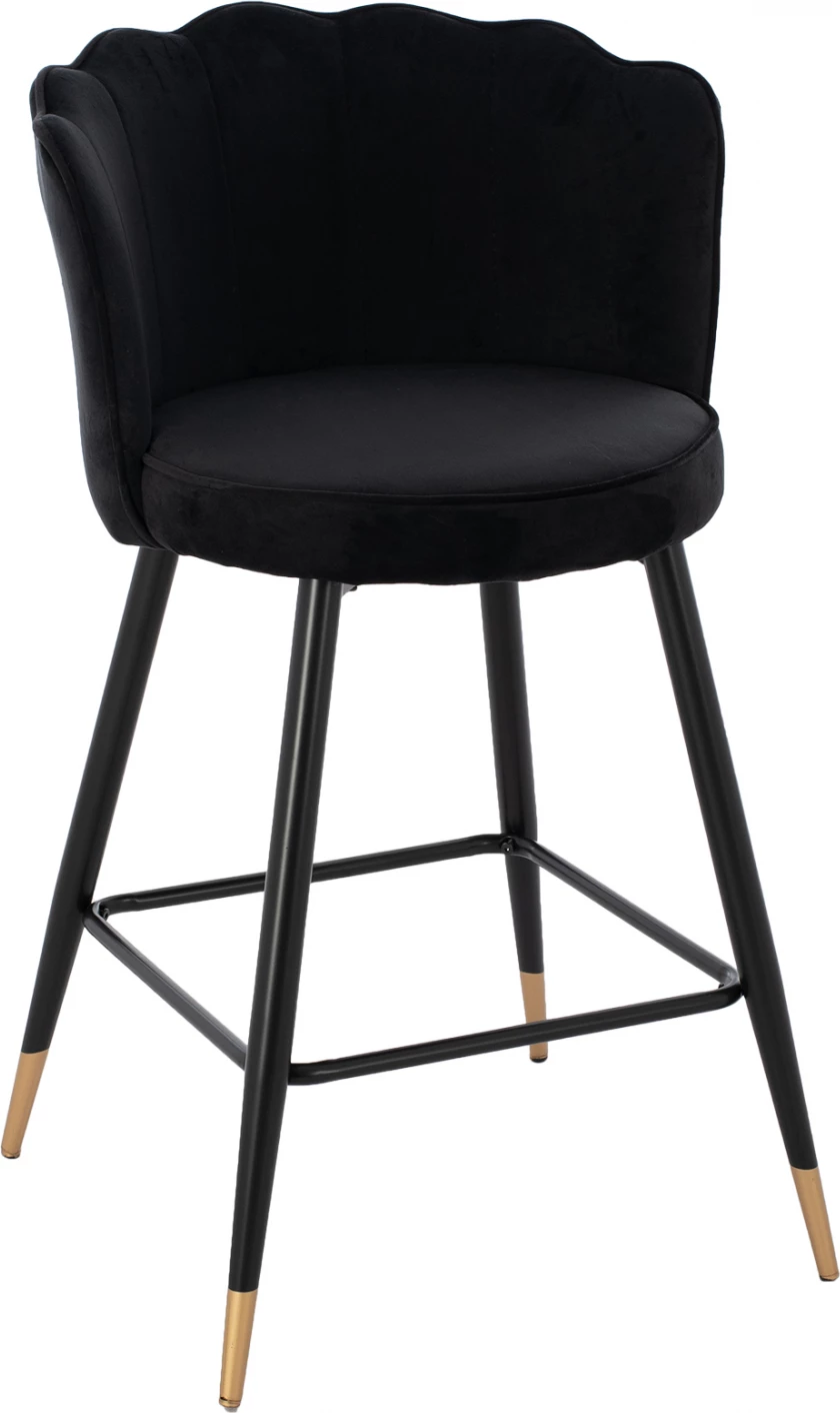 Karrige për bar mesatare FH8736.04 kadife e zezë me kornizë metalike 50x50x90 cm., set prej 2 copë