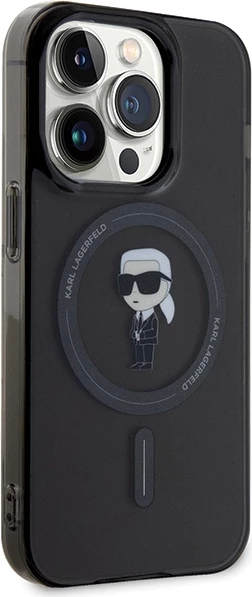 Mbështjellës Karl Lagerfeld IML Ikonik MagSafe për iPhone 14 Pro Max, i zi