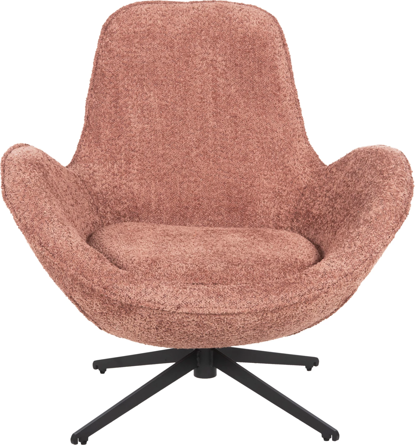 Karrige rrotulluese BRYNN, pëlhurë boucle rozë, bazë metalike e zezë, 88x76x88H cm