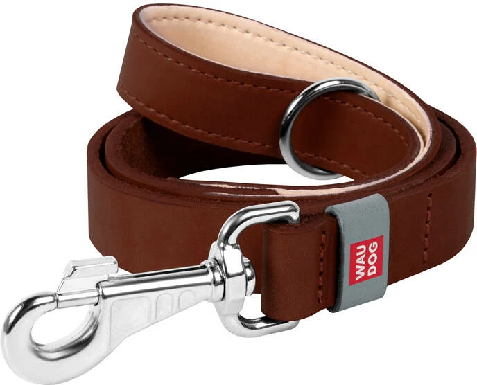 Litar qeni Waudog 08136, lëkurë natyrale, 122 cm, 14 mm, kafe