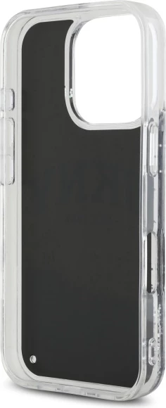 Mbështjellës DKNY DKHCP16LLBNAEK për iPhone 16 Pro 6.3", hardcase, Liquid Glitter Arch Logo, zi