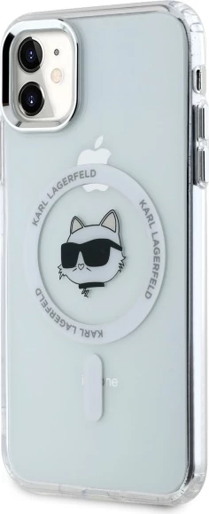 Mbështjellës Karl Lagerfeld IML Metal Choupette Head MagSafe për iPhone 11, Bardhë