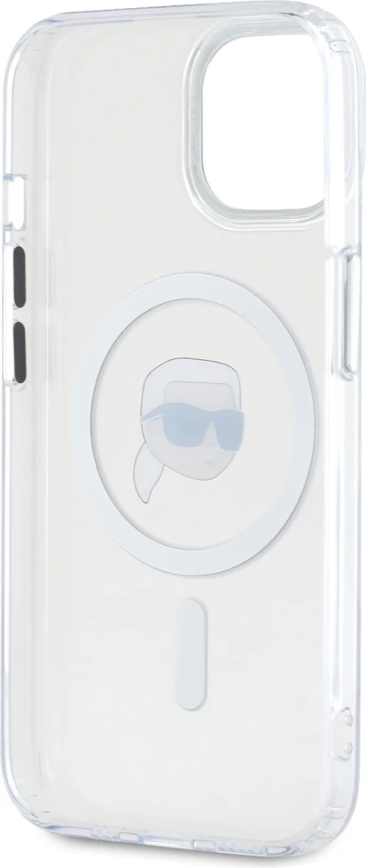 Mbështjellës Karl Lagerfeld IML Metal Karl Head MagSafe për iPhone 15, Bardhë