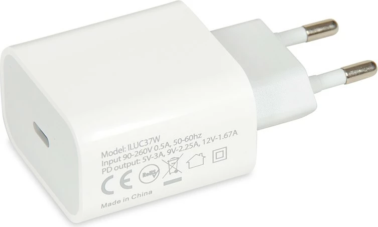 Adapter karikimi murit iBOX C-37, USB-C, 20W, Bardhë