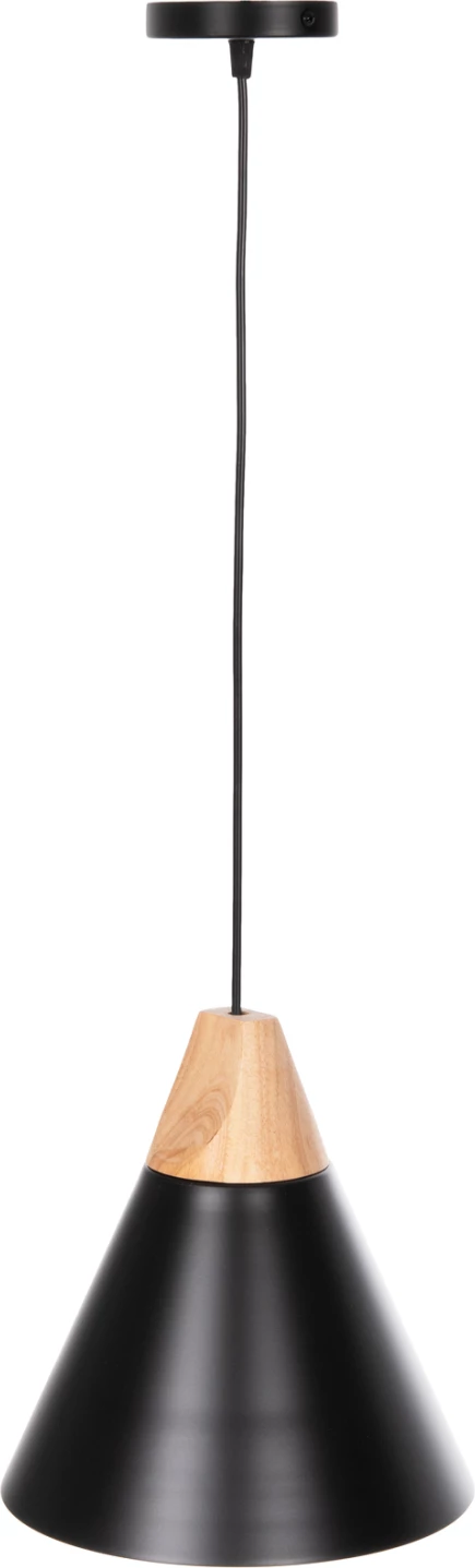 Llambë varëse tavani, kapak metali i zi, detaj druri, FH4148, Φ22x115H cm