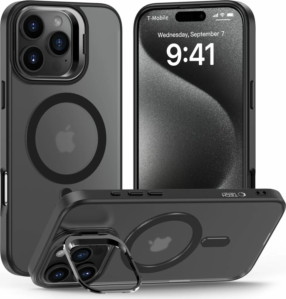 Mbështjellës Tech-Protect MagStand për iPhone 16 Pro, MagSafe, gjysmë-transparent