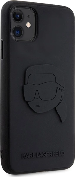 Mbështjellës Karl Lagerfeld KLHCN613DRKNK për iPhone 11/XR 6.1", hardcase, Rubber Karl Head 3D, zi
