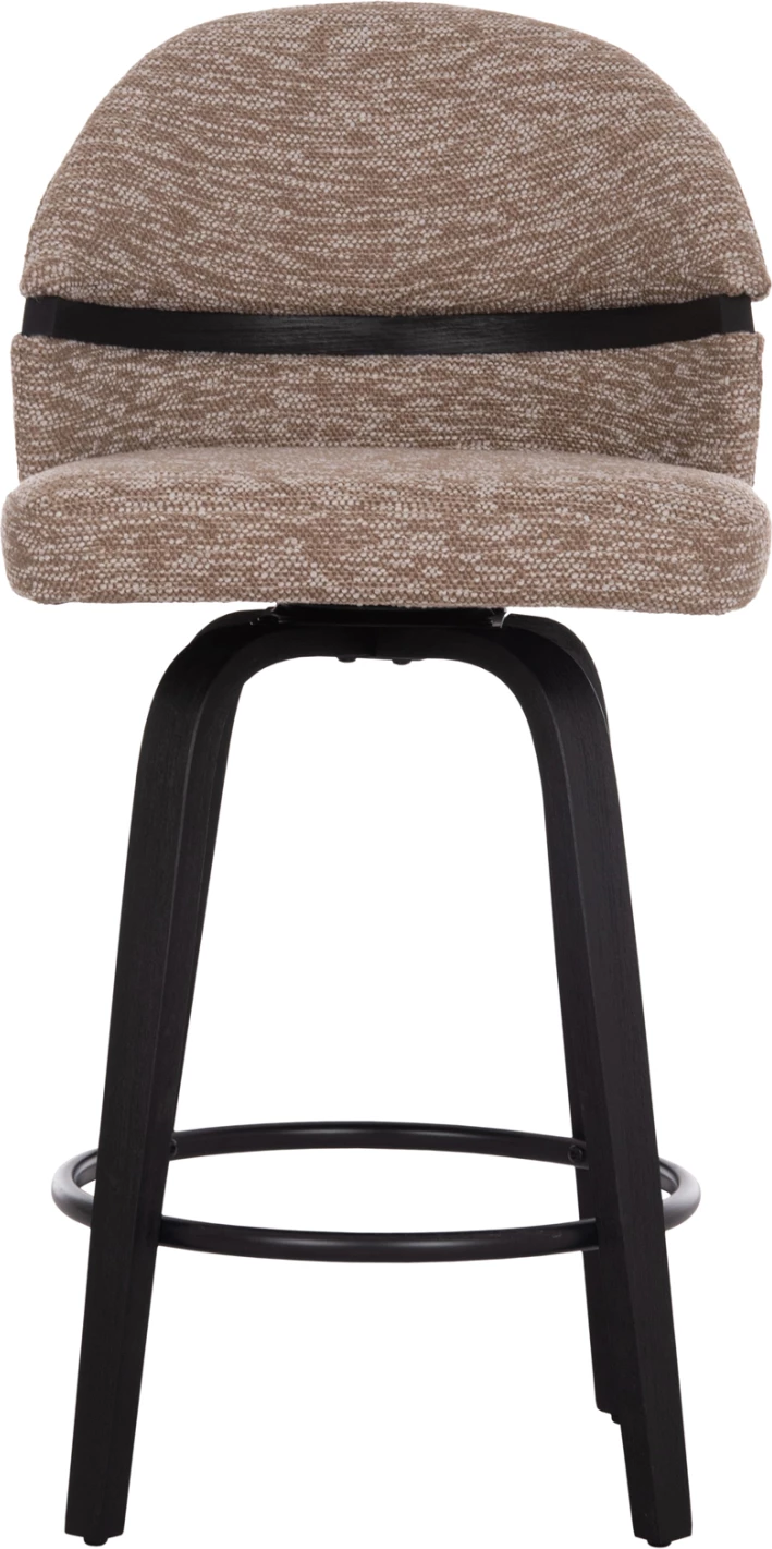 Karrige për bar rrotulluese Dekker, dru i zi, stof kafe, set prej 2 copë, 48x54x96cm