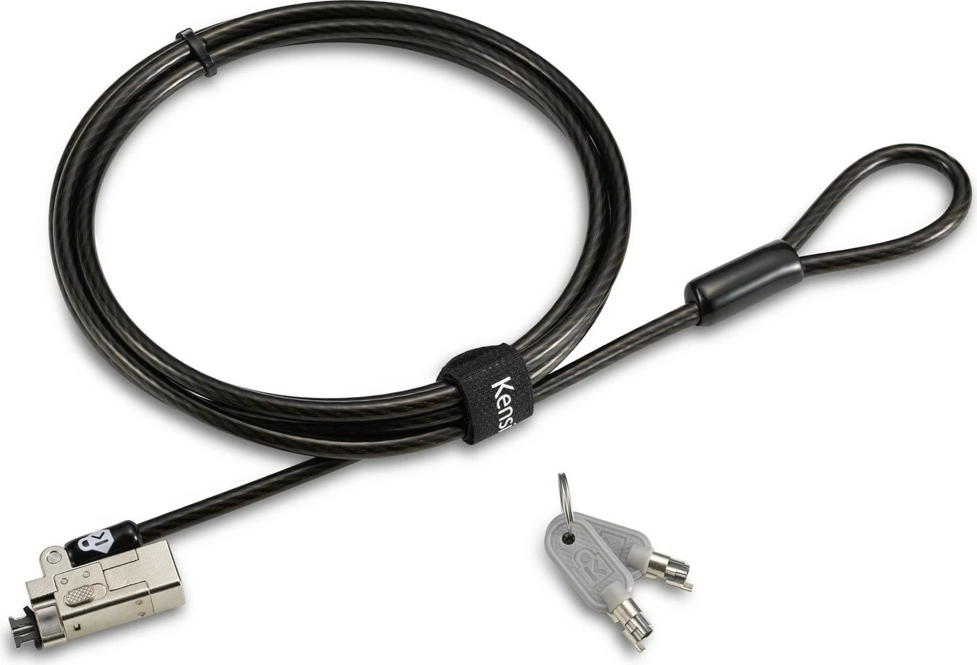 Kabëll sigurie Kensington Slim NanoSaver 2.0, me çelës, 1.8m, Nano slot, karbon çelik, zi/argjend