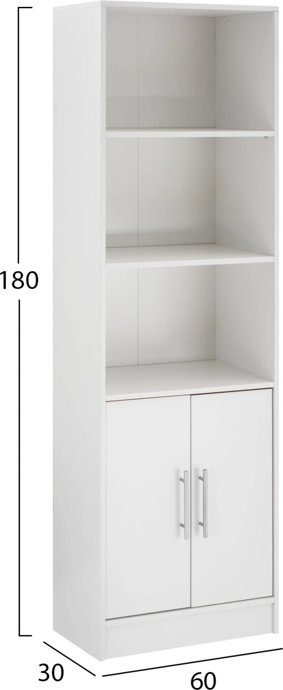 Raft librash nga melamina, ngjyrë e bardhë, FH2027.05, 60x30x180 cm