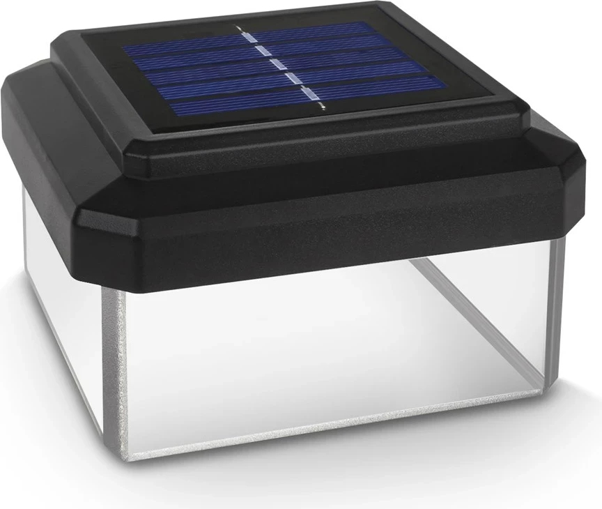 Llambë solare për shtyllë gardhi GreenBlue GB128 me sensor errësire, e zezë