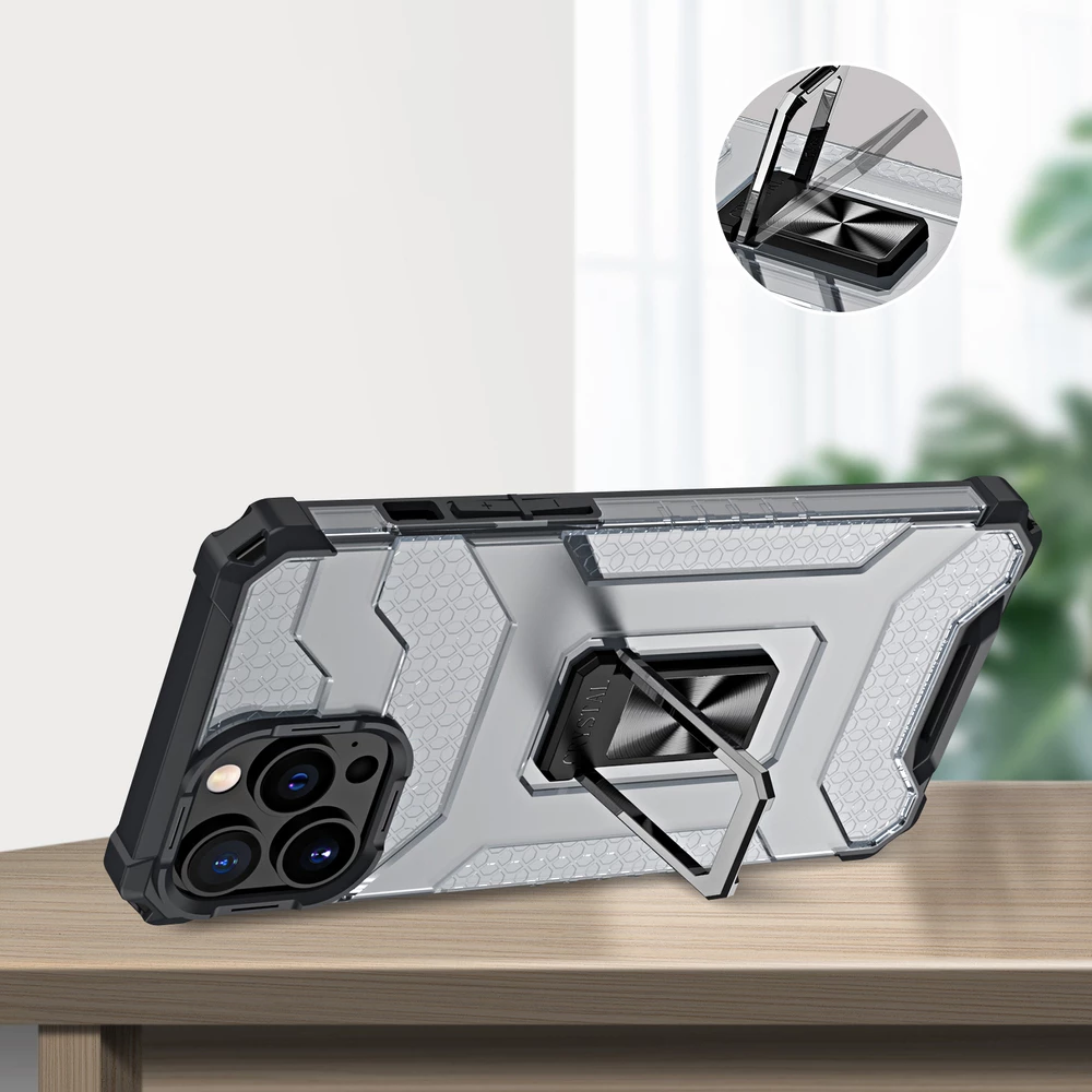 Mbështjellës Hurtel Crystal Ring Case për iPhone 12 Pro, me mbajtëse, i zi