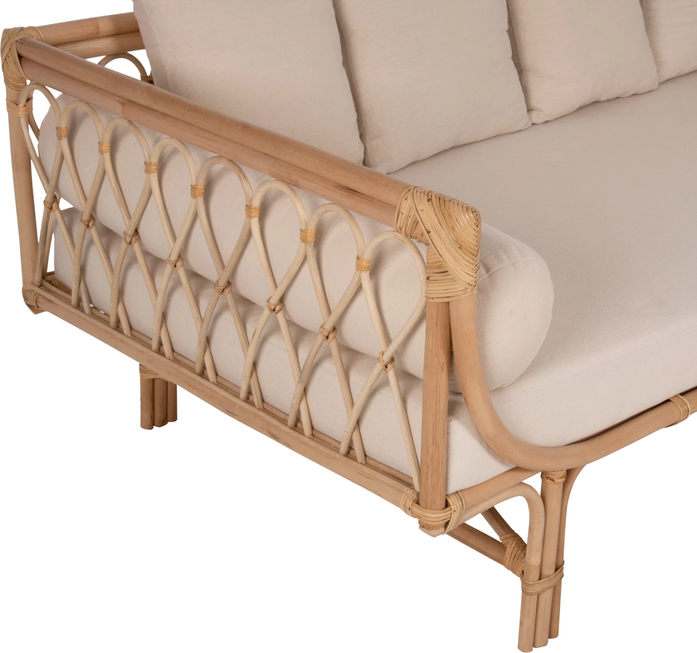 Divan ALIKI FH9658 prej ratanit, jastëkët bezhë, 200x100x86H cm