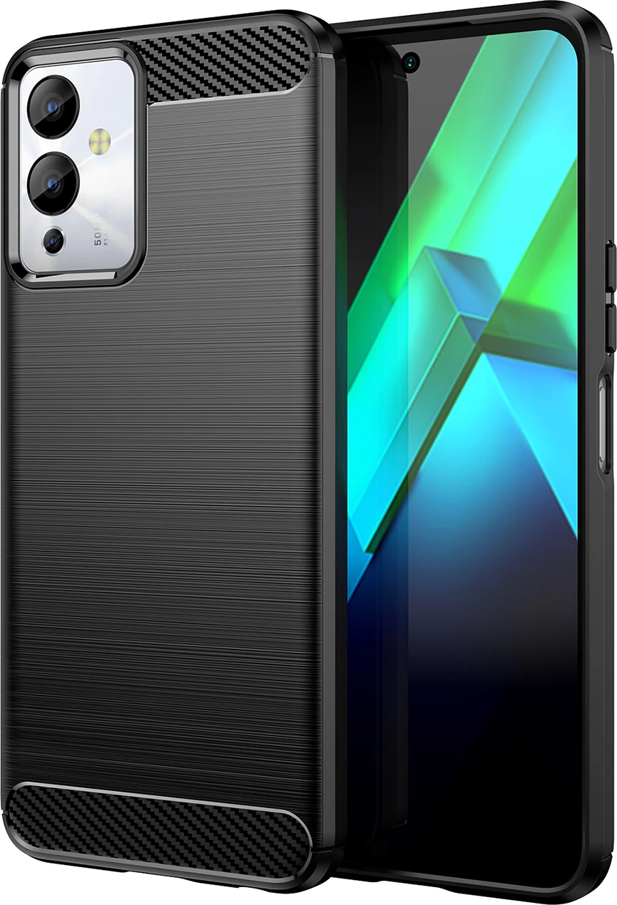 Mbështjellës Hurtel Carbon Case për Infinix Note 12i, silikon fleksibil, i zi