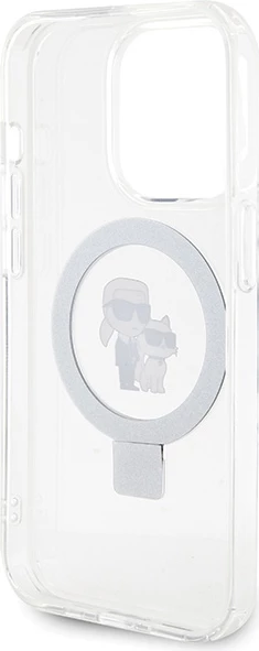 Mbështjellës Karl Lagerfeld KLHMP15LHMRSKCH për iPhone 15 Pro 6.1", me unazë dhe MagSafe, Bardhë