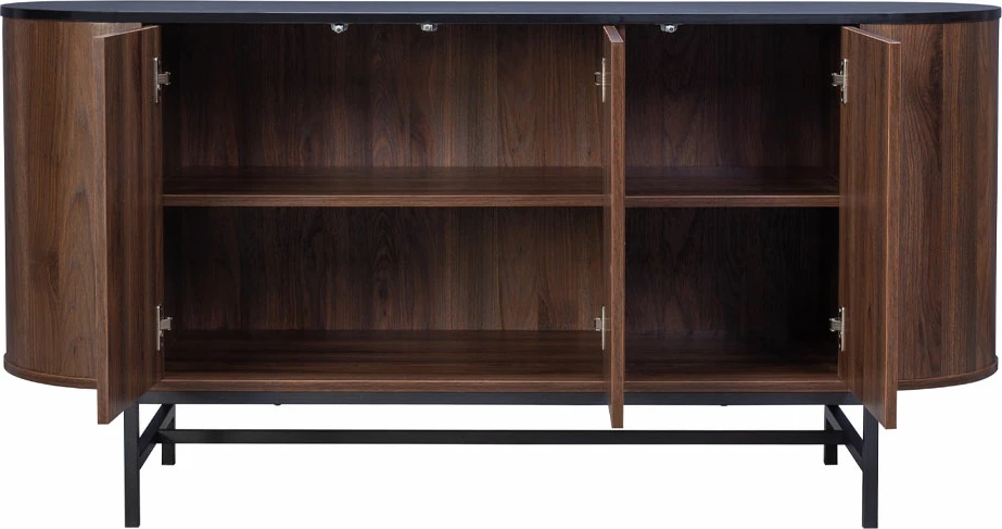 Bufe ovale me 3 dyer, ngjyrë arre, 150x45x74 cm