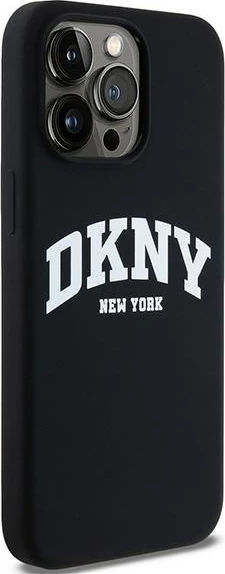 Mbështjellës DKNY Liquid Silicone me logo të bardhë, MagSafe, për iPhone 14 Pro Max, i zi