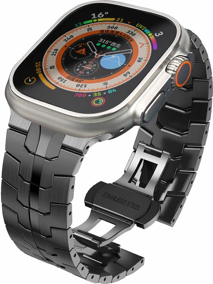 Rrip çeliku Tech-Protect Stainless Line për Apple Watch 4/5/6/7/8/9/SE/Ultra 1/2 (42/44/45/49 mm), Zi