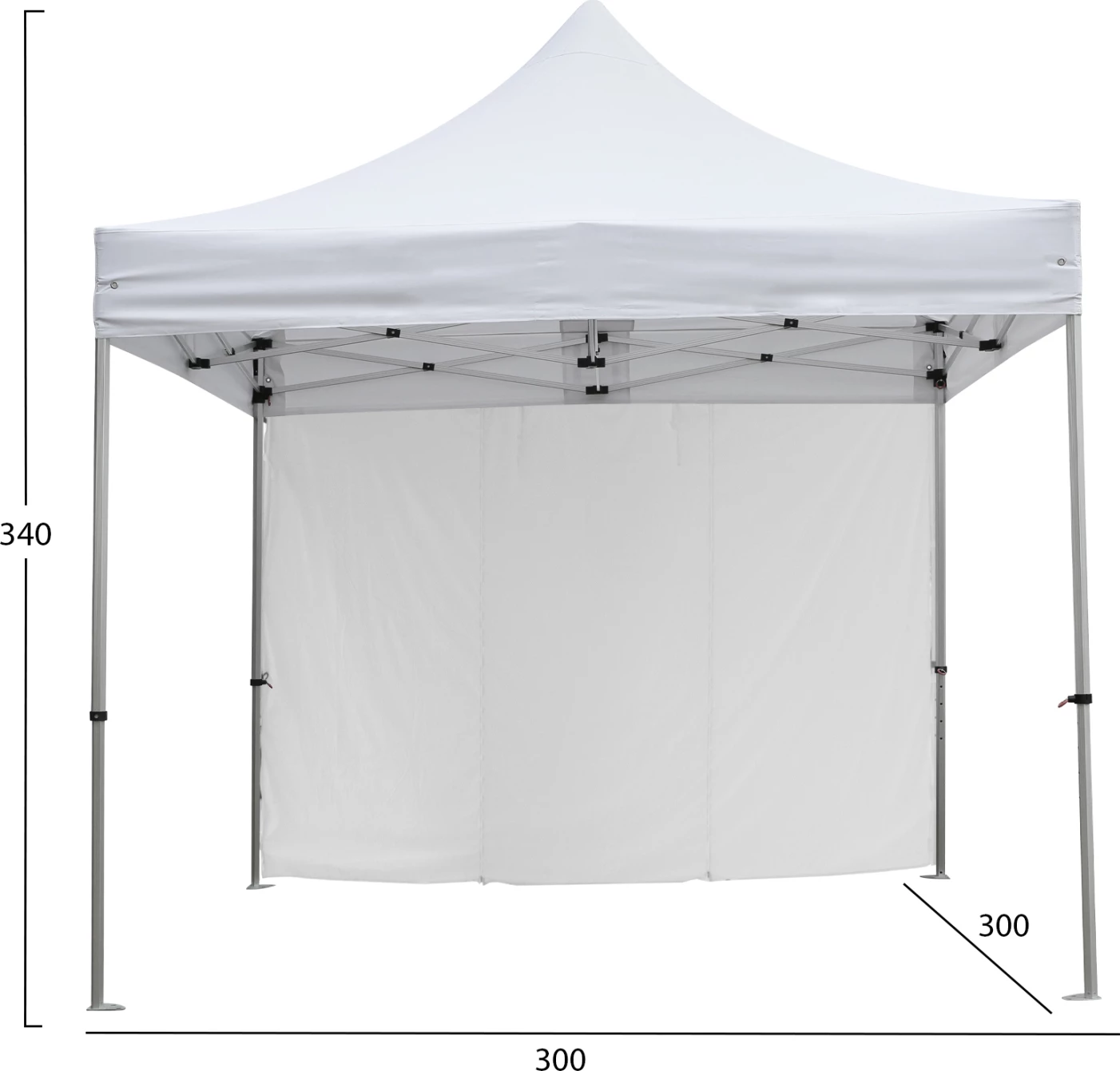 Tendë e rëndë me mure anësore, CRESSEN FH21097, e palosshme, kornizë alumini, ngjyrë argjendi, e bardhë, 3x3x3,4Hm