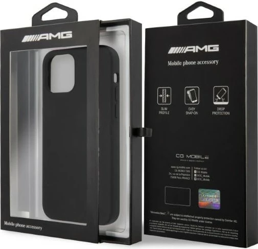Mbështjellës Mercedes AMG Silicone Big Logo për iPhone 12 Pro Max, i zi