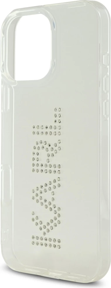 Mbështjellës Karl Lagerfeld IML Rhinestones Logo për iPhone 16 Pro, Transparent
