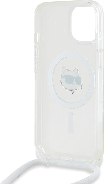 Mbështjellës Karl Lagerfeld IML Choupette Head & Cord MagSafe për iPhone 15/14/13, Transparent