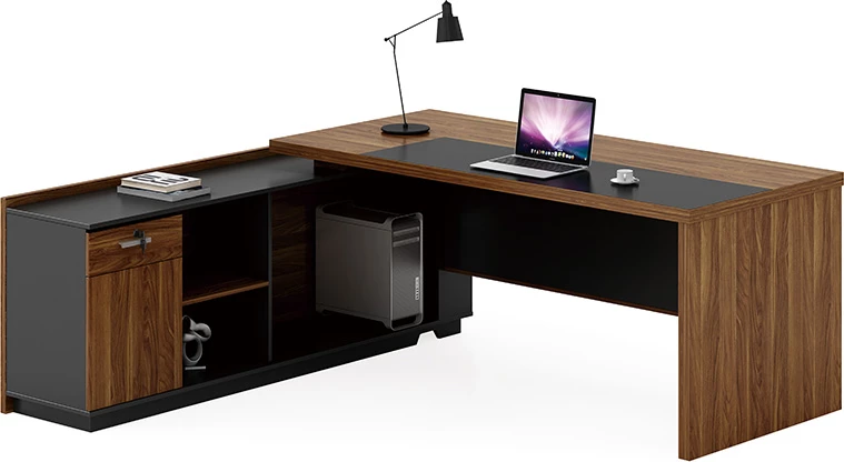 Tavolinë zyre qoshe e majtë Oscar, ngjyrë arre-antracit, 200x180x76cm