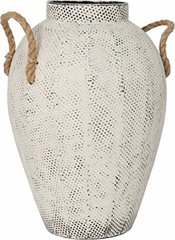 Vazo dekorative Cupi, metal i bardhë, 26x26x41cm