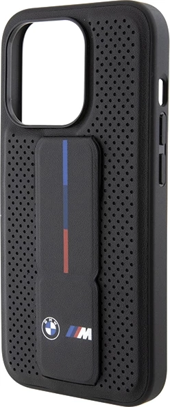 Mbështjellës BMW Grip Stand Smooth & Perforated për iPhone 15 Pro, i zi