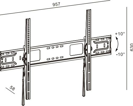 Mbajtëse muri TV, TB, TB-951, për TV 55-120", VESA 900x600, ngarkesë 100 kg, pjerrësi 10°, e zezë