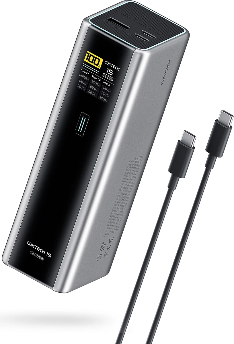 Powerbank Cuktech CKPB200UGLGR, 20000mAh, 210W, 2x USB-C, 1x USB-A, Gri